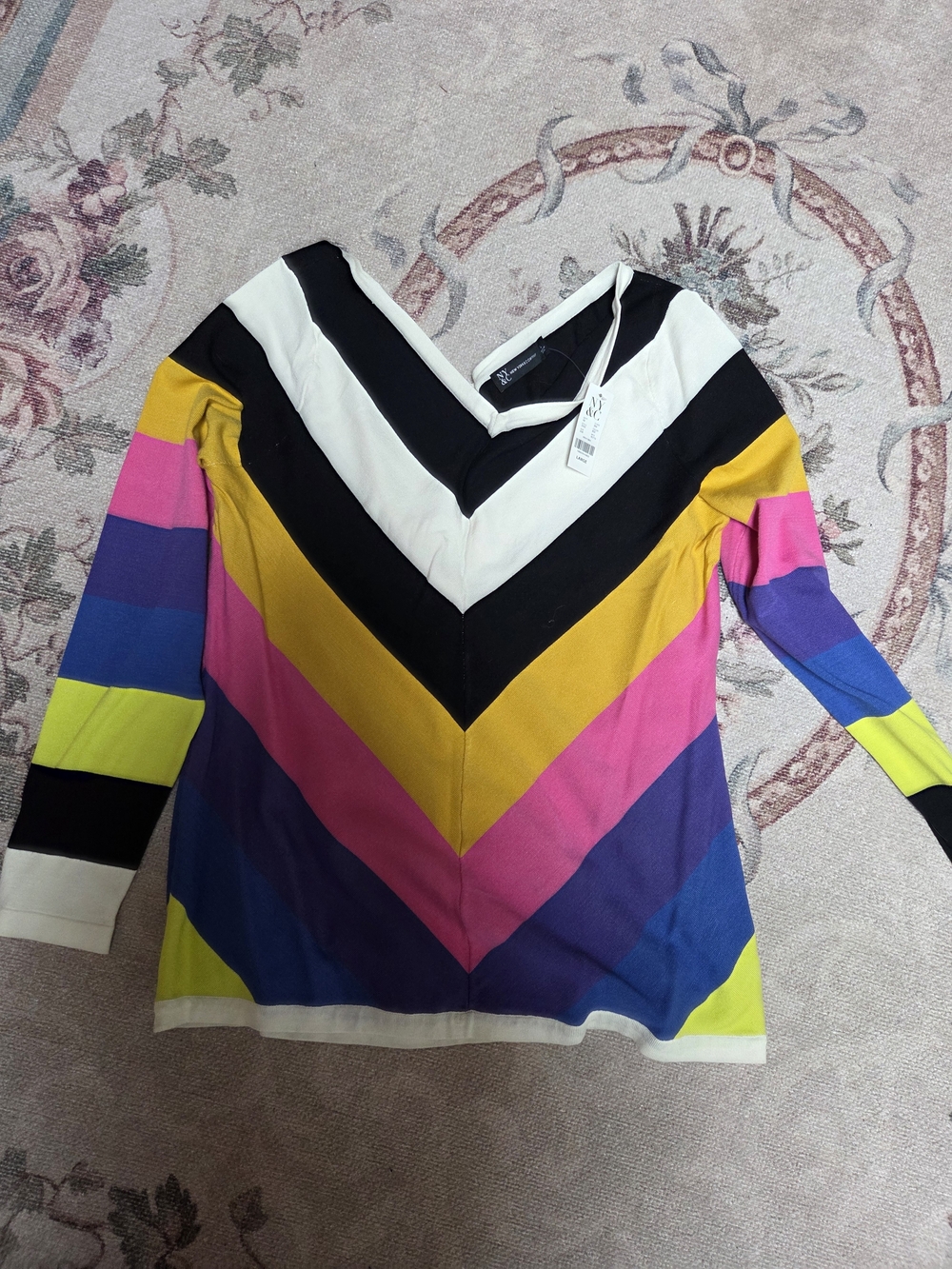 Colorblock V‑Neck Women’s Top - Multicolor